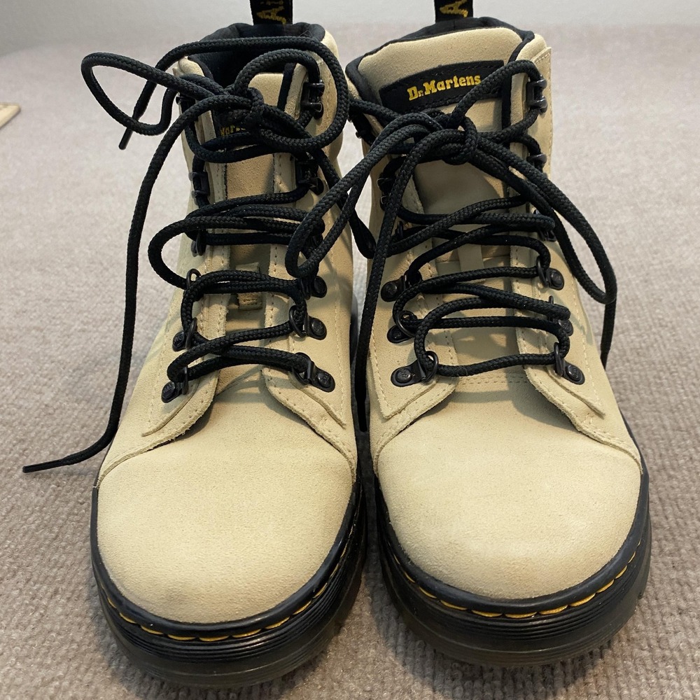 Dr. Martens Combs W Boots Womens Size 8 Beige Synthetic Ankle Combat Lace Up Y2K - Picture 5 of 10